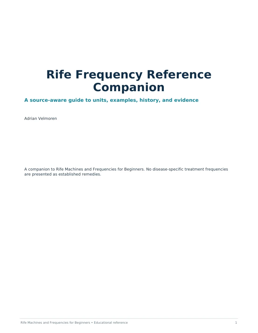 Cover of Rife Frequency Reference Companion